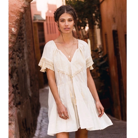 NWT Spell & the Gypsy Collective White/Cream Cassidy Mini Dress - Picture 1 of 17